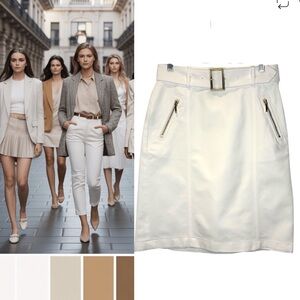 Lauren Ralph Lauren White Belted Pencil Skirt with Gold accents size  6